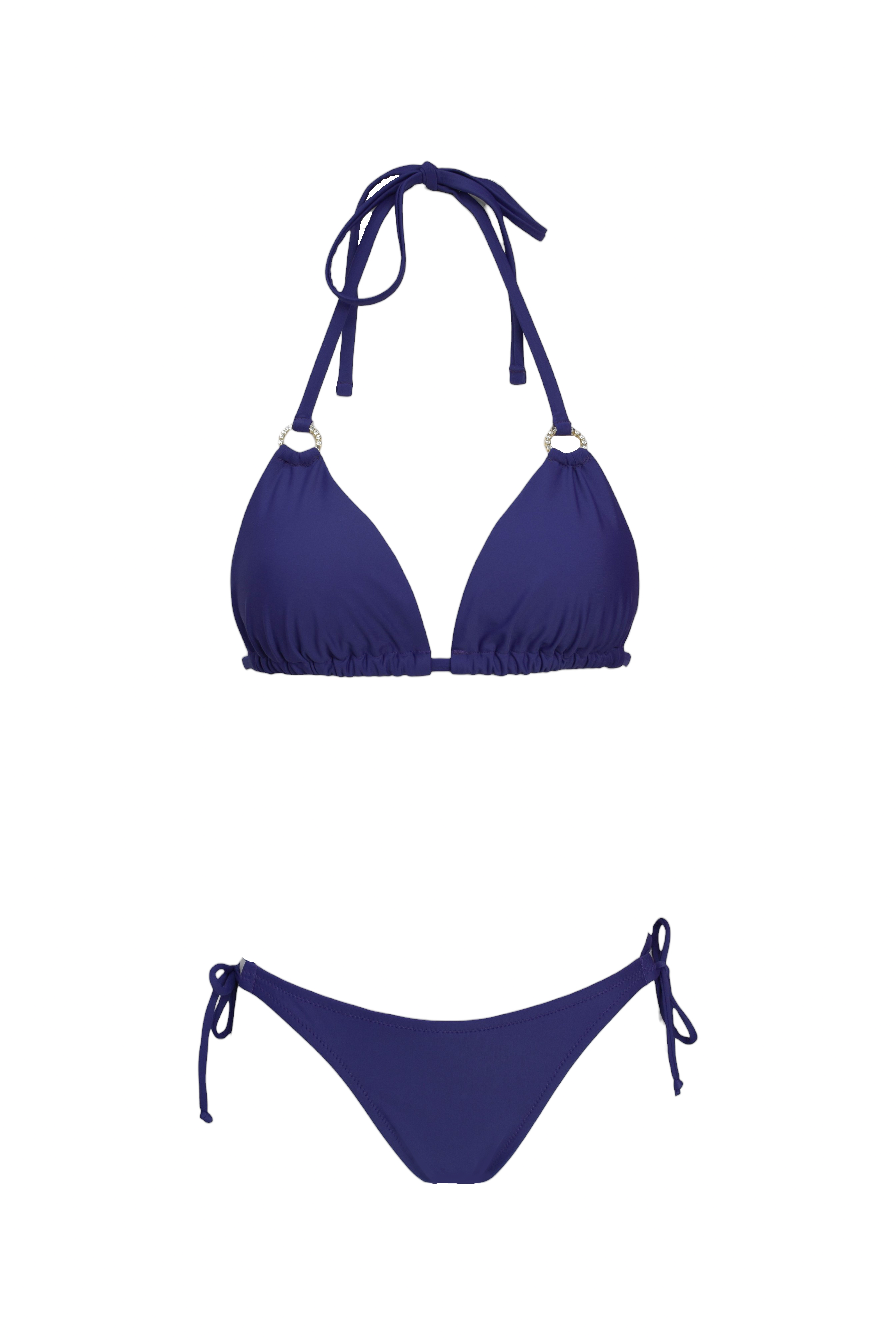 Amethyst Crystal Soft Luxury Two-Piece Swimsuit with Soft Cups and Crystal Embellishment