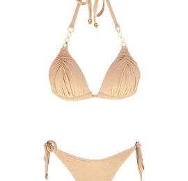 Луксозен бански костюм Golden Elegance в цвят пудра