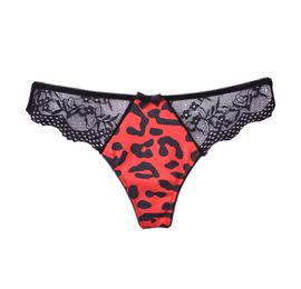 Brazilian bikini in leopard print and lace