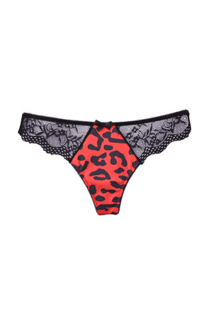 Brazilian bikini in leopard print and lace