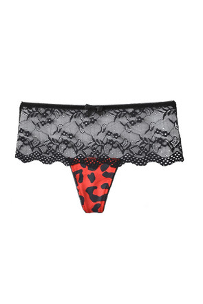 Women's thong style in leopard print and lace