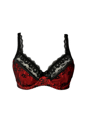 Bra in red and black with soft cups