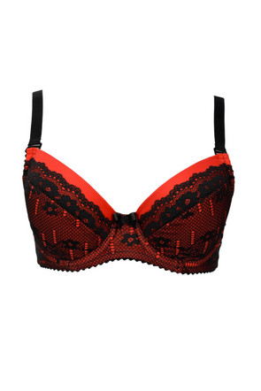 Bra in red and black lace